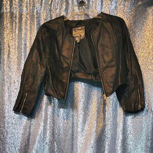Cropped Faux Leather Jacket